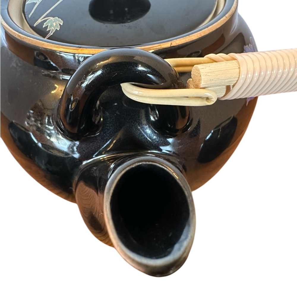 Elegant Floral Black Tea Set with Bamboo Handle - Picture 11 of 12